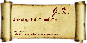 Jakoby Kálmán névjegykártya